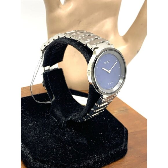 Seiko Women's Watch SUP385 Solar Blue Dial Silver Stainless Steel 28mm - Picture 14 of 14